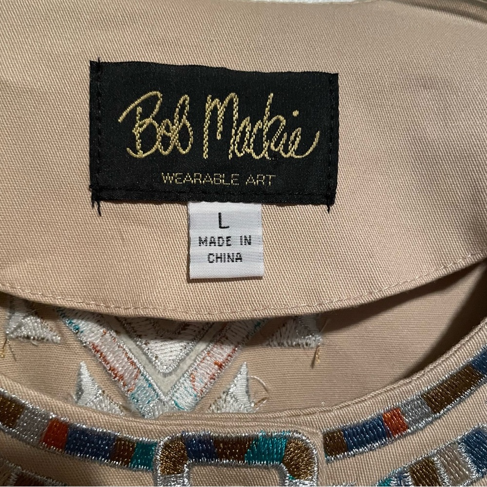 Bob Mackie Wearable Art Beige Button-Front Embellished Women's Top - Picture 4 of 8